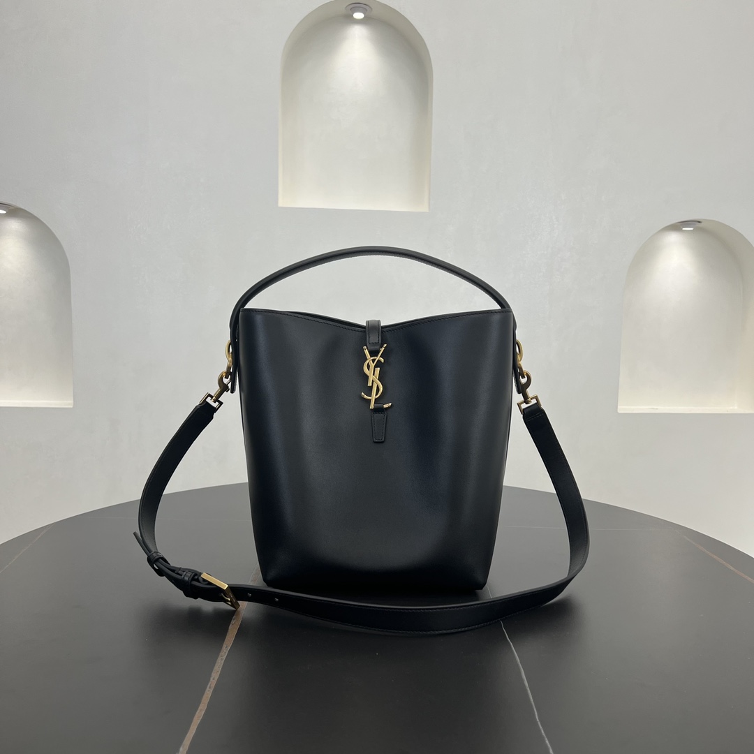 Saint Laurent LE 37 Smooth Calfskin Shoulder Bag Handbag Black 742828